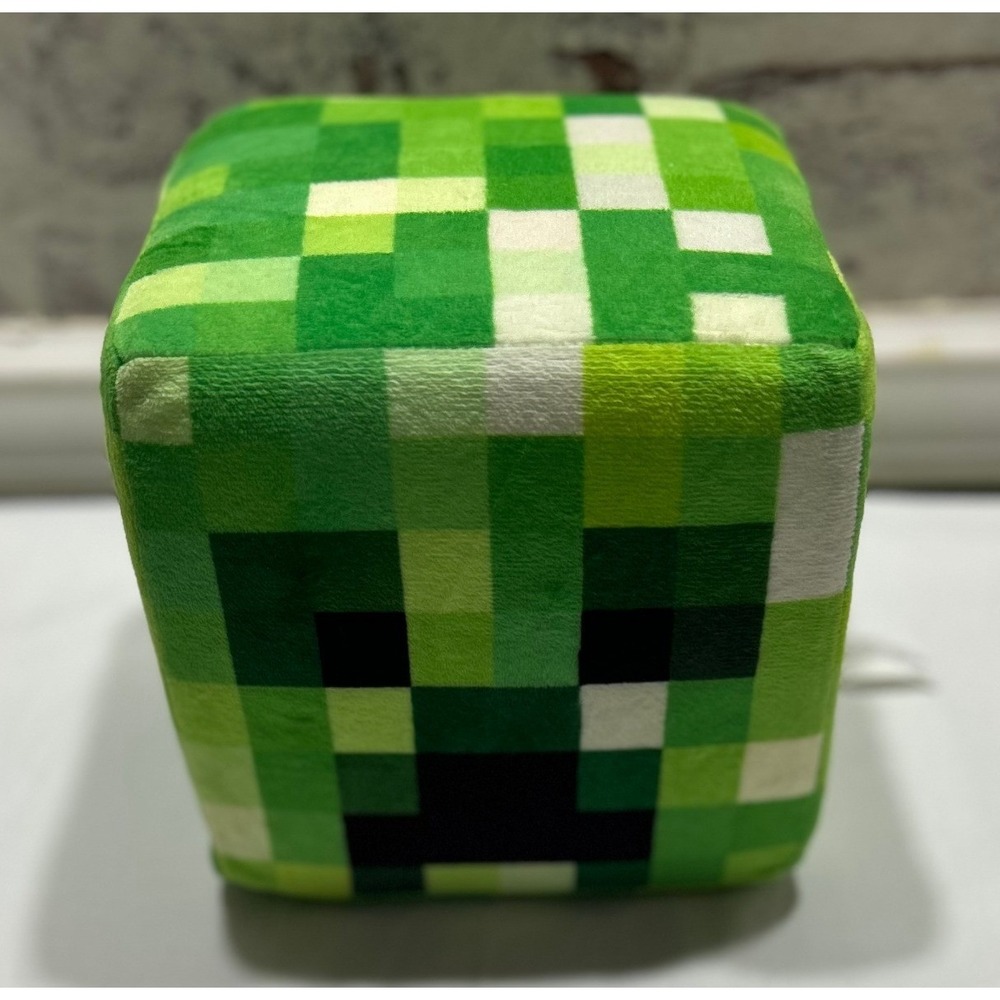 Minecraft Creeper Plush Cube Green Pixelated Stuffed Toy 7 Inch Gamer Decor
